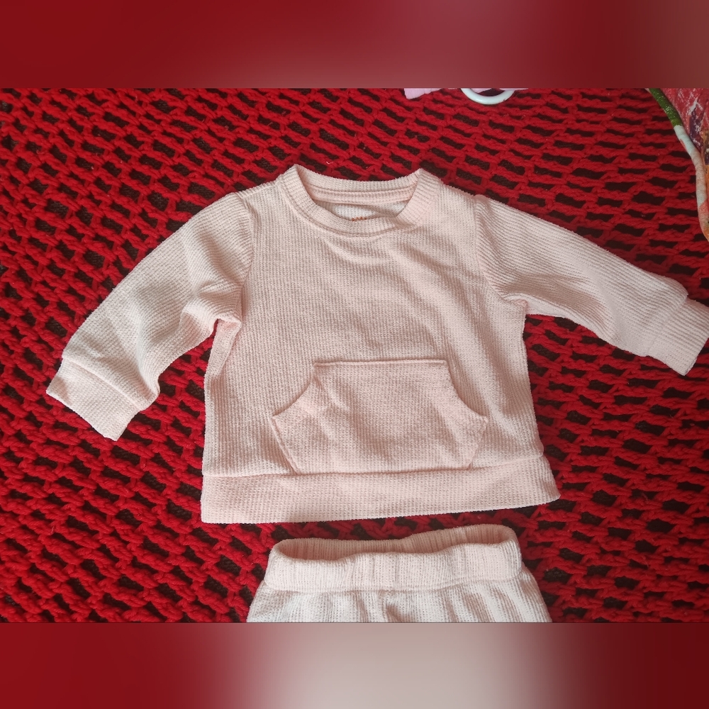 Pink Ribbed Toddler Sweatshirt and Pants Set - Picture 5 of 6